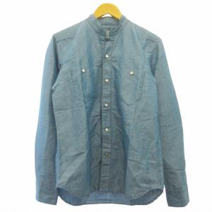 タグ付き ウエスタンシャツ リネン混 長袖 青 ブルー系 2 約M相当