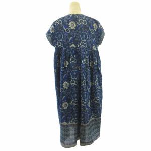 FREAK'S STORE 美品 22SS 総柄ワンピース 半袖 ロング 紺 ネイビー F フリーサイズ S22-TKF-42