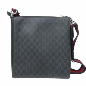 GUCCI 474137 GGスプリーム ショルダーバッグ GGキャンバス シェリーライン 黒