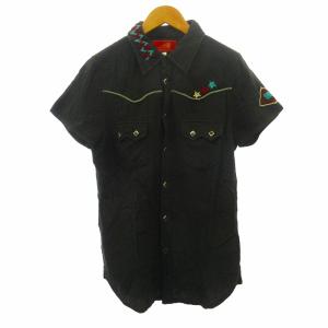 東洋エンタープライズ TOYO ENTERPRISE インディアンモーターサイクル ウエスタンシャツ チェーンステッチ 半袖 黒 ブラック M