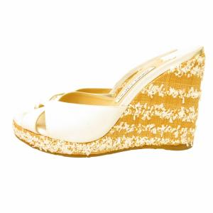 JIMMY CHOO ウェッジソール サンダル キャンバス エスパドリーユ 白 ホワイト系 37 1