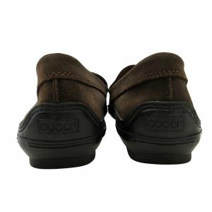 GUCCI 美品 ホースビット ローファー スエード ゴールド金具 茶 ダークブラウン 40.5 約25.5?p IBO57