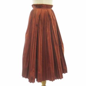 タグ付き 近年 プリーツスカート ギャザー フレア ロング オレンジ 36 約S