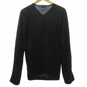 JIL SANDER ハイゲージVネックウールニット セーター M220208 黒 ブラック 50 約L IBO57