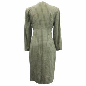 Christian Dior 90's ヴィンテージ ニュールック ワンピース グレンチェック ダブル ウール混 ひざ丈 アーカイブ 灰色 グレー 9 約M