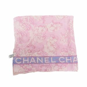 CHANEL ココマーク × クローバー スカーフ ストール ロゴ シルク混 ピンク IBO57
