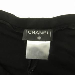 CHANEL ワイドパンツ スラックス イージーパンツ フリル 黒 ブラック F フリーサイズ 大きいサイズ IBO57