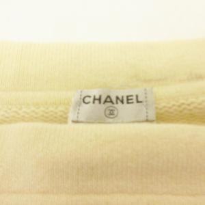 CHANEL 06C カシミヤスカート ニット レース ロゴプレート ひざ丈 白 ホワイト 36 約S IBO57