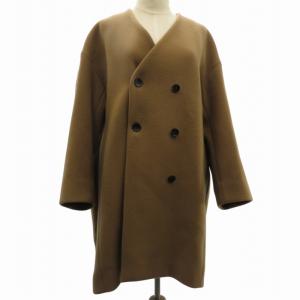 JOURNAL STANDARD 美品 22AW ダブルブレスト ノーカラーコート ジャケット ロング 茶 ブラウン 36 約S