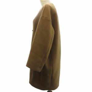 JOURNAL STANDARD 美品 22AW ダブルブレスト ノーカラーコート ジャケット ロング 茶 ブラウン 36 約S