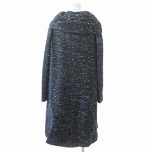 ARMANI COLLEZIONI ツイード コート ジャケット ショールカラー ウール 44 黒 青 1226 GY31