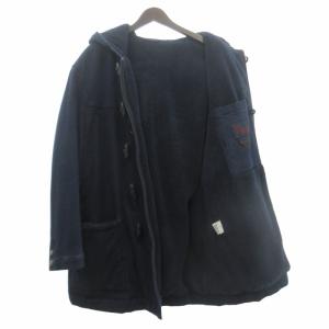 Papas 近年モデル ボアダッフルコート 中綿ジャケット デニム地 インディアンワッペン 紺 ネイビー 48 M