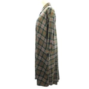 TICCA 近年 ウール シャツワンピース チェック マキシ丈 緑 グリーン F フリーサイズ TAHA-309-04