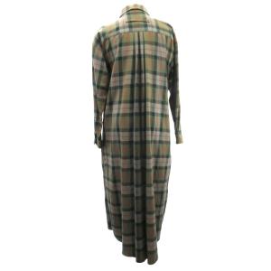 TICCA 近年 ウール シャツワンピース チェック マキシ丈 緑 グリーン F フリーサイズ TAHA-309-04