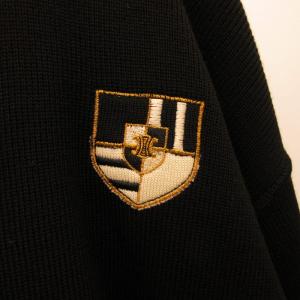 CELINE ヴィンテージ アーカイブ 90s ウールカーディガン ニット セーター Vネック ロゴ刺繍 金ボタン 黒 ブラック Lサイズ