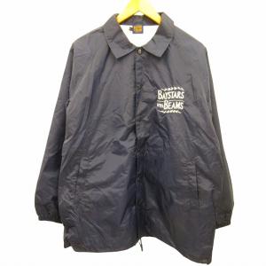 BEAMS BAYSTARS 美品 コーチジャケット ナイロンブルゾン ロゴ刺繍 ラグランスリーブ 紺 ネイビー Lサイズ ECO 1203