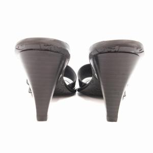 TORY BURCH サンダル エナメル ハイヒール ロゴ 8L 24cm 黒 ブラック