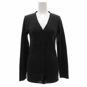 ニットカーディガン Vネック タイト ウール M グレー