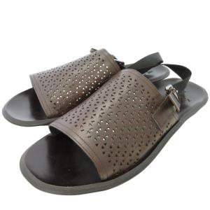 パンチングレザー サンダル コンフォートシューズ レザー 茶 ブラウン L ECO