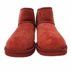 UGG australia タグ付き クラシック ボウ ショートブーツ ムートンブーツ ビジュー装飾 内ボア スウェード 国内正規品 赤 レッド 23cm