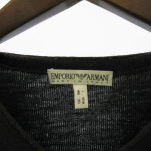 GIORGIO ARMANI 美品 ニット セーター ウール100 Vネック 長袖 グレー系 46 約S 1212 ECO