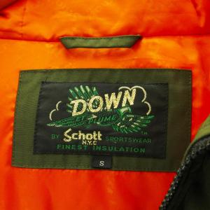 Schott 美品 2TONE ダウンジャケット ブルゾン ジップアップ フード カーキ S 1217 ECO