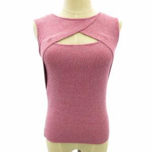 美品 21SS ノースリーブカットソー リブニットソー カットワーク 赤系 レッド系 36 約S 1218