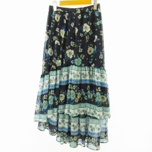 GRACE CONTINENTAL 21SS エスニックプリント スカート 花柄 ロング 黒 ブラック 36 約S 1218
