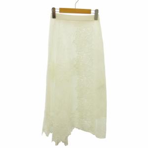 美品 23SS ロングスカート 総レース サイドファスナー 白 ホワイト 36 約S 03212 21022-00 1218