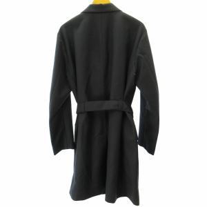 ARMANI COLLEZIONI 美品 ゴム引きコート ジャケット ウール ロング 大きいサイズ 紺 ネイビー 54 約XL 1220 ECO