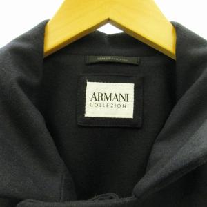 ARMANI COLLEZIONI 美品 ゴム引きコート ジャケット ウール ロング 大きいサイズ 紺 ネイビー 54 約XL 1220 ECO