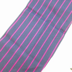 McGREGOR × ロキャロン社 LOCHCARRON 美品 シルク混 ウールストール スカーフ ショール ストライプ フリンジ 紺 ネイビー