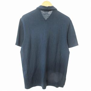 PRADA SPORT ポロシャツ カットソー 半袖 ハーフジップ ワンポイントロゴ L 紺 ネイビー 0108 AA