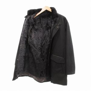 LANVIN COLLECTION 総シルク スタンドカラーコート R50 ブラック