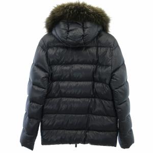 DUVETICA 美品 ダウンジャケット ダウンコート フード ファー 紺 ネイビー 50 約Lサイズ AA 1228