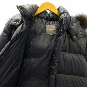 DUVETICA 美品 ダウンジャケット ダウンコート フード ファー 紺 ネイビー 50 約Lサイズ AA 1228