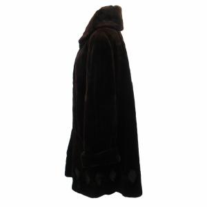 SAGA MINK 美品 銀サガ シェアードミンクファー コート ジャケット 毛皮 デザインボタン 裾付近総柄 ダークブラウン系 フリーサイズ