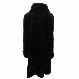 SAGA MINK 美品 銀サガ シェアードミンクファー コート ジャケット 毛皮 デザインボタン 裾付近総柄 ダークブラウン系 フリーサイズ