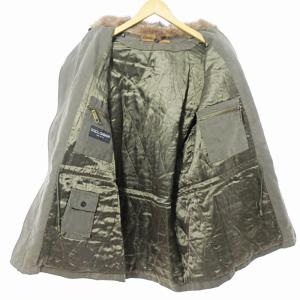 DOLCE&GABBANA フィールドジャケット モールスキン コート ファー付き 48 カーキ 0107 ECO AA