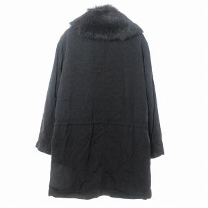 ARMANI COLLEZIONI ムートンファー ステンカラーコート ジャケット ロング ナイロン 54 黒 0107 ECO