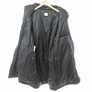 ARMANI COLLEZIONI ムートンファー ステンカラーコート ジャケット ロング ナイロン 54 黒 0107 ECO