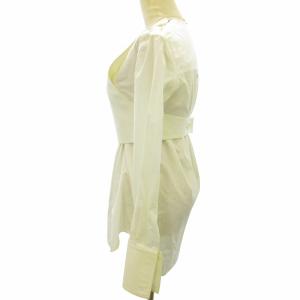 CELINE ビスチェドッキング ブラウス シャツ 肩ジップ クルーネック 白 ホワイト 34 約XSサイズ AA 0107