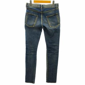 SAINT LAURENT PARIS 21年製 デニムパンツ ジーンズ スリムストレート ひげ USED加工 インディゴブルー 28 約Sサイズ 0109