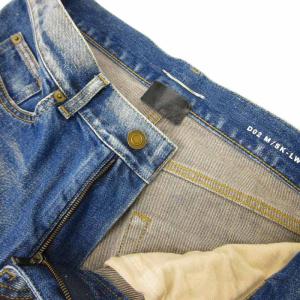 SAINT LAURENT PARIS 21年製 デニムパンツ ジーンズ スリムストレート ひげ USED加工 インディゴブルー 28 約Sサイズ 0109