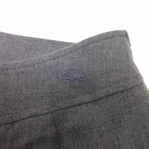 BURBERRY LONDON プリーツスカート ウール ロゴ刺繍 裏地一部ノバチェック バーバリーチェック 大きいサイズ グレー 46 約XL?XXL 0119