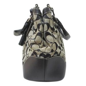 COACH 6830 ハンドバッグ キャンバス レザー シグネチャー 鞄 タッセル チャーム ブラック系 AA GY11 X