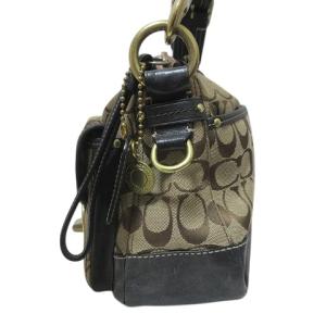 COACH 10339P ハンドバッグ ワンハンドル シグネチャー キャンバス レザー ターンロック チャーム 鞄 ベージュ系 黒 AA