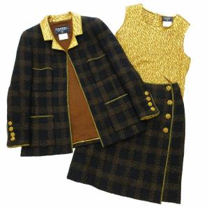 希少 96A ヴィンテージ グリポアボタン チェック セットアップ 3点セット