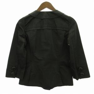 LOUIS VUITTON シルク混 ショート ジャケット ロゴ釦 国内正規品 丸襟 黒 ブラック 36 約S 0131 AA