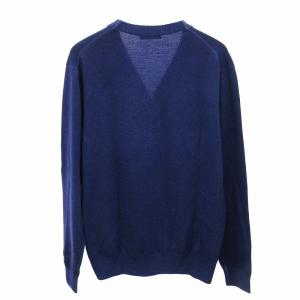 Cruciani 美品 ニット カーディガン セーター 製品染め 27ゲージ ハイゲージ イタリア製 ガーメントダイ 青 ブルー 52 約XL